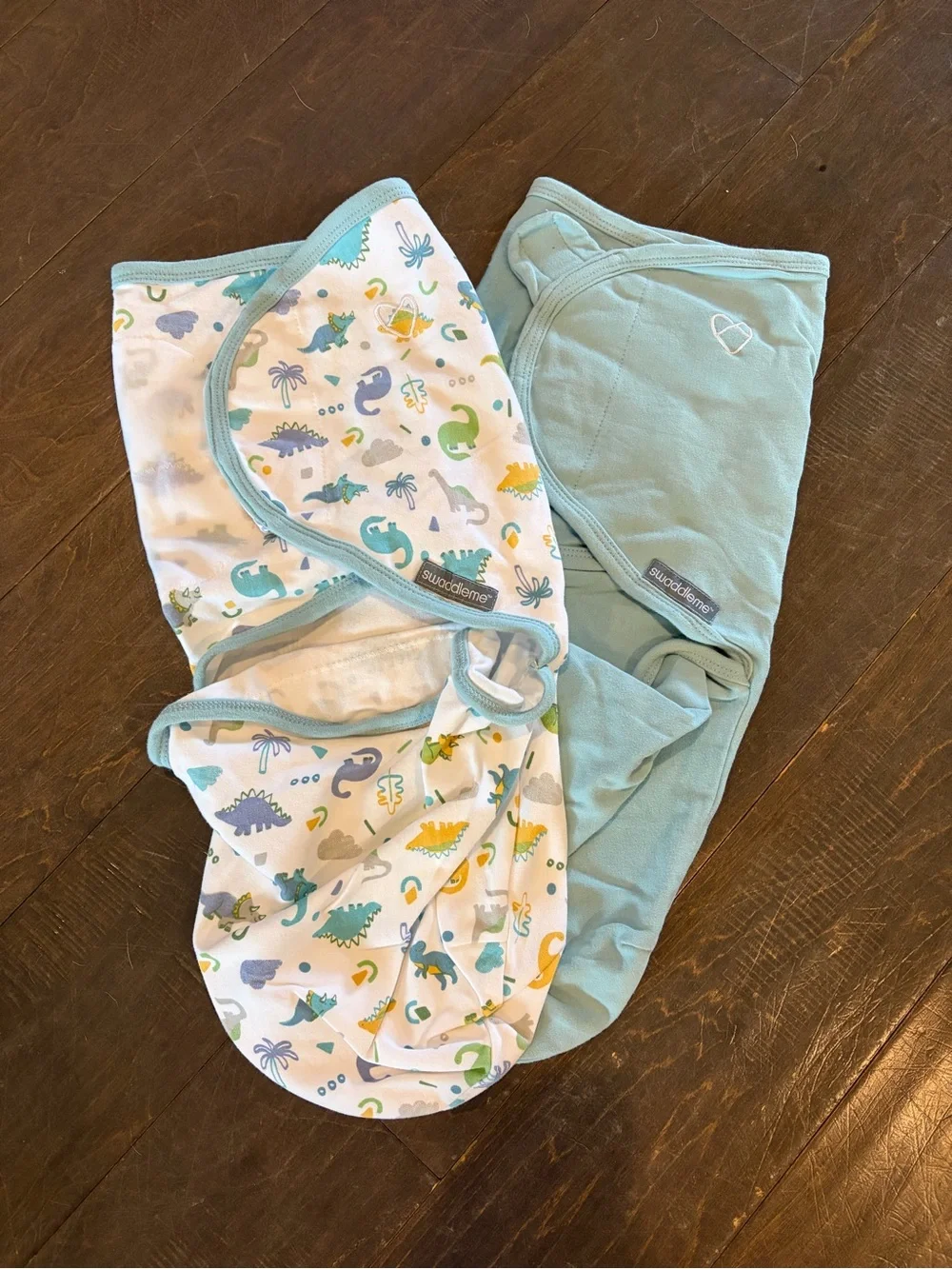 SwaddleMe Light Blue & Multi Dino Print Sleep Sacks